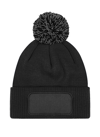 Beechfield Snowstar® Patch Beanie, Black/Graphite Grey, One Size bedrucken, Art.-Nr. 095691590