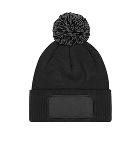 Beechfield Snowstar® Patch Beanie, Black/Graphite Grey, One Size bedrucken, Art.-Nr. 095691590