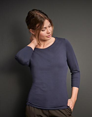 Tee Jays Ladies` 3/4 Sleeve Stretch Tee, Black, XL bedrucken, Art.-Nr. 100541016