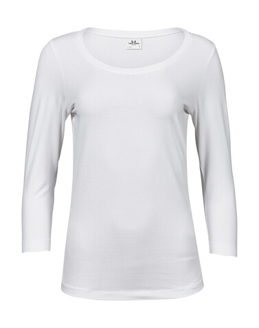 Tee Jays Ladies` 3/4 Sleeve Stretch Tee, White, 3XL bedrucken, Art.-Nr. 100540008