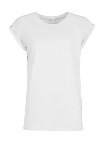 Build Your Brand Ladies Extended Shoulder Tee, White, XS bedrucken, Art.-Nr. 102390000