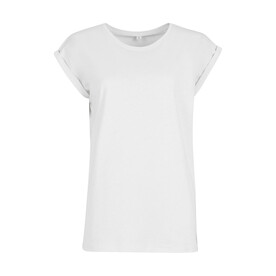Build Your Brand Ladies Extended Shoulder Tee, White, XS bedrucken, Art.-Nr. 102390000