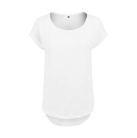 Build Your Brand Ladies Long Slub Tee, White, XS bedrucken, Art.-Nr. 103390000