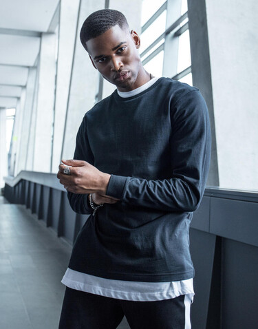 Build Your Brand Longsleeve With Cuffrib, White, XS bedrucken, Art.-Nr. 105390000