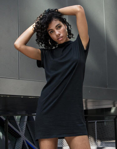 Build Your Brand Ladies Turtle Extended Shoulder Dress, White, XS bedrucken, Art.-Nr. 106390000