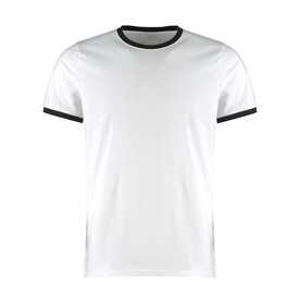 Kustom Kit Fashion Fit Ringer Tee, White/Black, XS bedrucken, Art.-Nr. 108110562