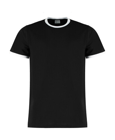 Kustom Kit Fashion Fit Ringer Tee, Black/White, XL bedrucken, Art.-Nr. 108111506 Kustom Kit Fashion Fit Ringer Tee, Black/White, XL bedrucken, Art.-Nr. 108111506