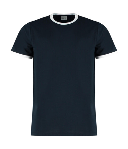 Kustom Kit Fashion Fit Ringer Tee, Navy/White, 2XL bedrucken, Art.-Nr. 108112527