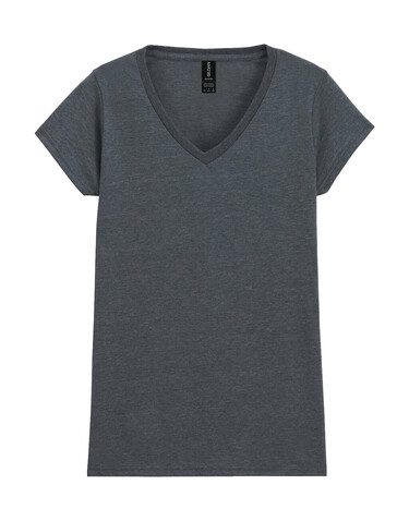 Gildan Softstyle Women`s V-Neck T-Shirt, Dark Heather, 2XL bedrucken, Art.-Nr. 109091267