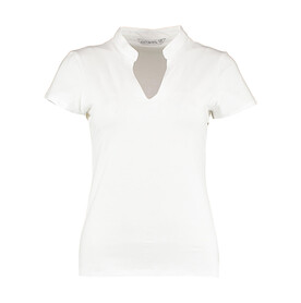 Kustom Kit Regular Fit Mandarin Collar Top, White, XS/S (8/10) bedrucken, Art.-Nr. 109110003
