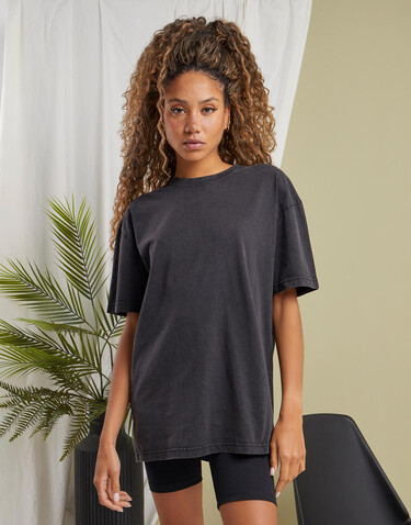 Build Your Brand Ladies Oversized Acid Wash, Black, M bedrucken, Art.-Nr. 110391012