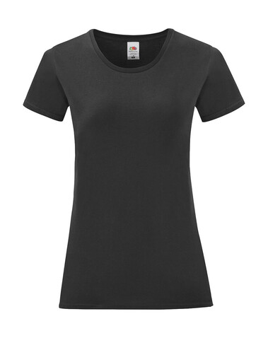 Fruit of the Loom Ladies` Iconic 150 T, Black, L bedrucken, Art.-Nr. 112011015