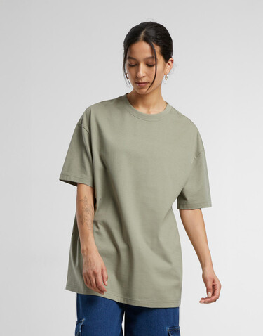 Build Your Brand Ladies Oversized Boyfriend Tee, Pale Olive, XS bedrucken, Art.-Nr. 114395340