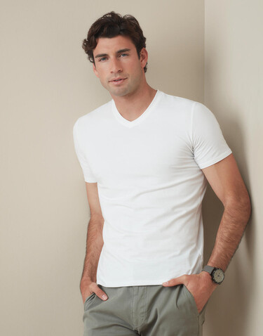 Stedman Stretch-T V-neck for men, White, 2XL bedrucken, Art.-Nr. 116050007