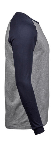 Tee Jays Baseball Tee Long Sleeve, Heather/Black, M bedrucken, Art.-Nr. 116541593