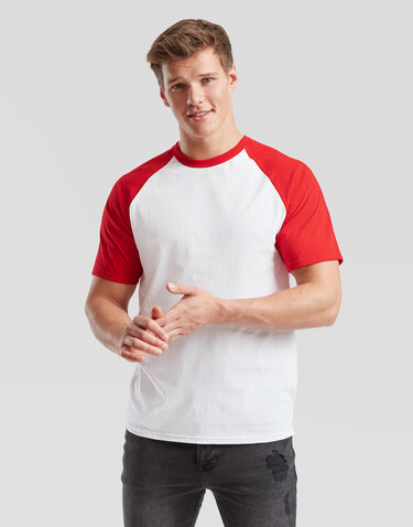 Fruit of the Loom Valueweight Baseball T, White/Royal, S bedrucken, Art.-Nr. 117010533