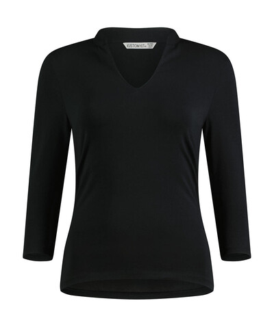 Kustom Kit Regular Fit Mandarin Collar Top 3/4 Sleeve, Black, XS/S (8/10) bedrucken, Art.-Nr. 117111013