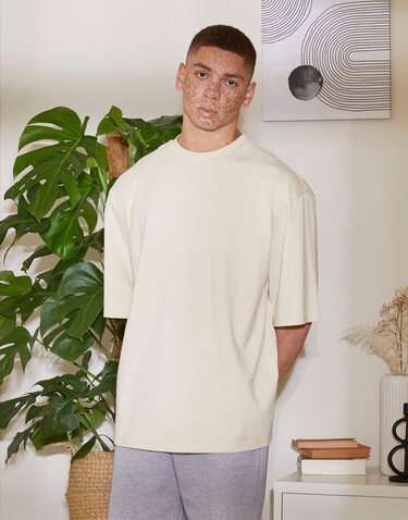 Build Your Brand Oversized Sleeve Tee, Sand, L bedrucken, Art.-Nr. 117397413