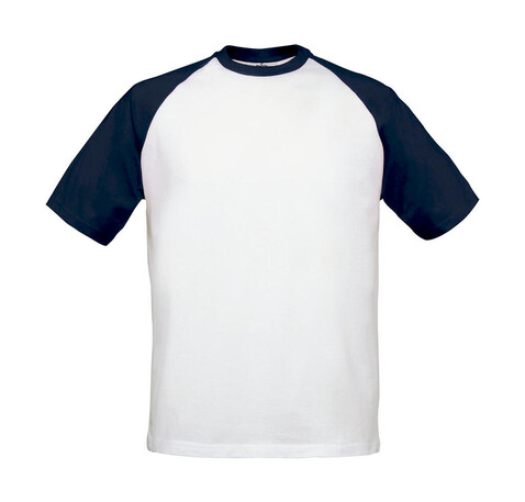 B &amp; C T-Shirt Base-Ball, White/Navy, 2XL bedrucken, Art.-Nr. 117420527