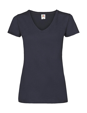 Fruit of the Loom Ladies` Valueweight V-Neck T, Deep Navy, XS bedrucken, Art.-Nr. 129012022