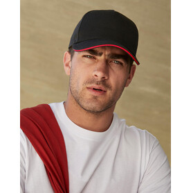 Beechfield EarthAware® Clas. Org. Cotton 5 Panel Sandwich Peak, White/French Navy, One Size bedrucken, Art.-Nr. 131690530