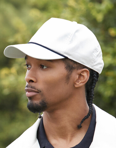 Beechfield Rope Detail Golf Cap, White/Navy, One Size bedrucken, Art.-Nr. 132690610