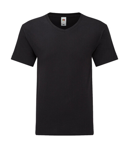 Fruit of the Loom Iconic 150 V Neck T, Black, L bedrucken, Art.-Nr. 145011014