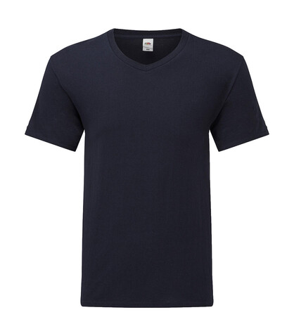 Fruit of the Loom Iconic 150 V Neck T, Deep Navy, 3XL bedrucken, Art.-Nr. 145012027