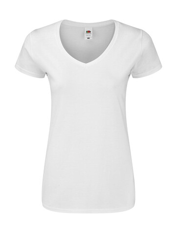 Fruit of the Loom Ladies` Iconic 150 V Neck T, White, 2XL bedrucken, Art.-Nr. 146010007