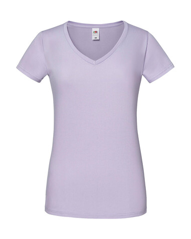 Fruit of the Loom Ladies` Iconic 150 V Neck T, Soft Lavender, XS bedrucken, Art.-Nr. 146013432