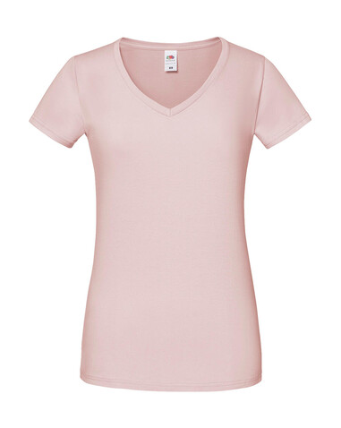 Fruit of the Loom Ladies` Iconic 150 V Neck T, Powder Rose, S bedrucken, Art.-Nr. 146014153