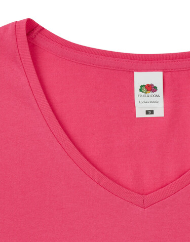 Fruit of the Loom Ladies` Iconic 150 V Neck T, Fuchsia, 2XL bedrucken, Art.-Nr. 146014397