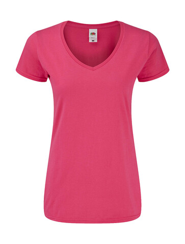 Fruit of the Loom Ladies` Iconic 150 V Neck T, Fuchsia, 2XL bedrucken, Art.-Nr. 146014397