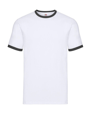 Fruit of the Loom Ringer T, White/Black, 2XL bedrucken, Art.-Nr. 161010567