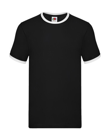 Fruit of the Loom Ringer T, Black/White, L bedrucken, Art.-Nr. 161011505