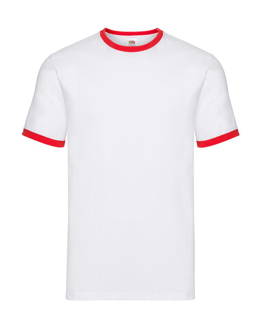 Fruit of the Loom Ringer T, White/Red, L bedrucken, Art.-Nr. 161010545