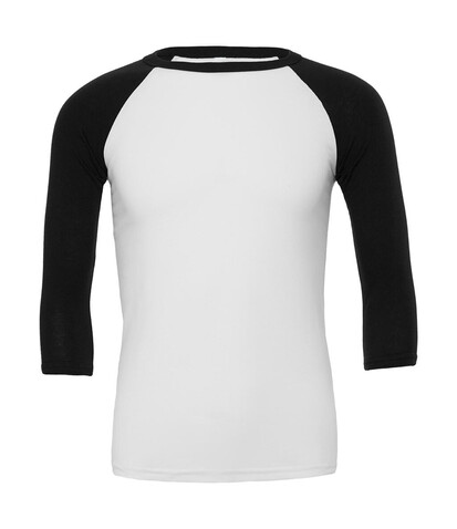 Bella Unisex 3/4 Sleeve Baseball T-Shirt, White/Black, S bedrucken, Art.-Nr. 163060563