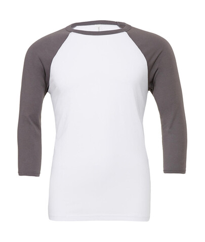 Bella Unisex 3/4 Sleeve Baseball T-Shirt, White/Deep Heather, XS bedrucken, Art.-Nr. 163060572