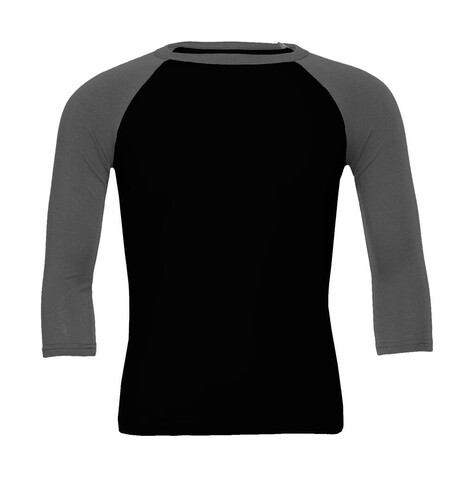 Bella Unisex 3/4 Sleeve Baseball T-Shirt, Black/Deep Heather, 2XL bedrucken, Art.-Nr. 163061667