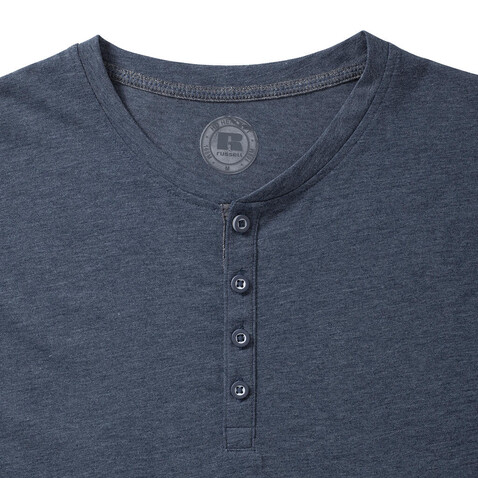 Russell Europe Men`s Henley HD T, Bright Navy Marl, XS bedrucken, Art.-Nr. 168002042