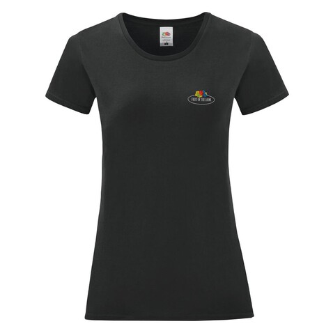 Fruit of the Loom Ladies Vintage T Small Logo Print, Black, S bedrucken, Art.-Nr. 179011013