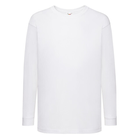 Fruit of the Loom Kids` Valueweight Long Sleeve T, White, 128 (7-8) bedrucken, Art.-Nr. 185010005