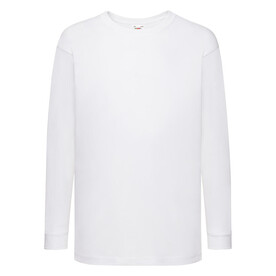 Fruit of the Loom Kids` Valueweight Long Sleeve T, White, 104 (3-4) bedrucken, Art.-Nr. 185010003 Fruit of the Loom Kids` Valueweight Long Sleeve T, White, 104 (3-4) bedrucken, Art.-Nr. 185010003