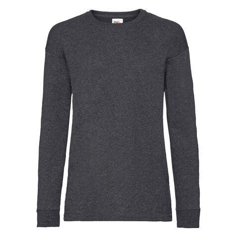 Fruit of the Loom Kids` Valueweight Long Sleeve T, Dark Heather Grey, 164 (14-15) bedrucken, Art.-Nr. 185011268