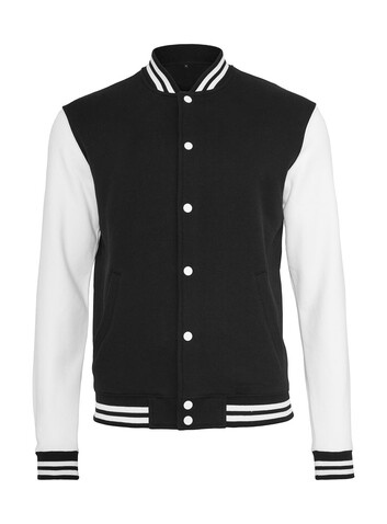 Build Your Brand Sweat College Jacket, Black/White, S bedrucken, Art.-Nr. 201391501