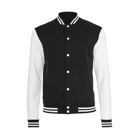 Build Your Brand Sweat College Jacket, Black/White, S bedrucken, Art.-Nr. 201391501