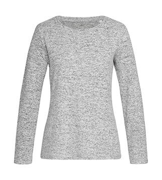 Stedman Knit Long Sleeve Women, Light Grey Melange, S bedrucken, Art.-Nr. 202051213