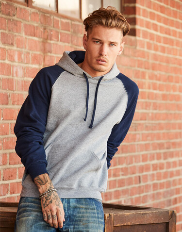 Jerzees NuBlend Colour Block Raglan Hooded Sweatshirt, Oxford / Black, S bedrucken, Art.-Nr. 203371612