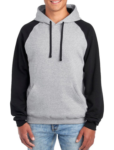 Jerzees NuBlend Colour Block Raglan Hooded Sweatshirt, Oxford / Black, S bedrucken, Art.-Nr. 203371612