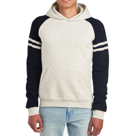 Jerzees NuBlend Varsity Colour-Block Hooded Sweatshirt, Oatmeal Heather / Black Ink, S bedrucken, Art.-Nr. 204370612
